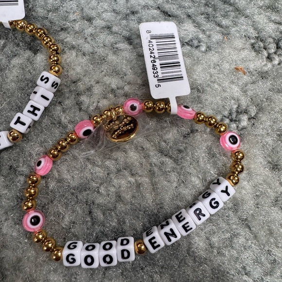 NWT Little Words Project Gold “You Got This” and “Good Energy” Beaded Bracelets - Picture 2 of 5